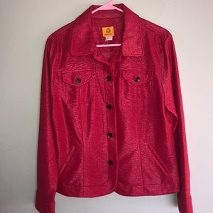 Ruby Rd Women’s light cropped jacket Button up bright pink size 14